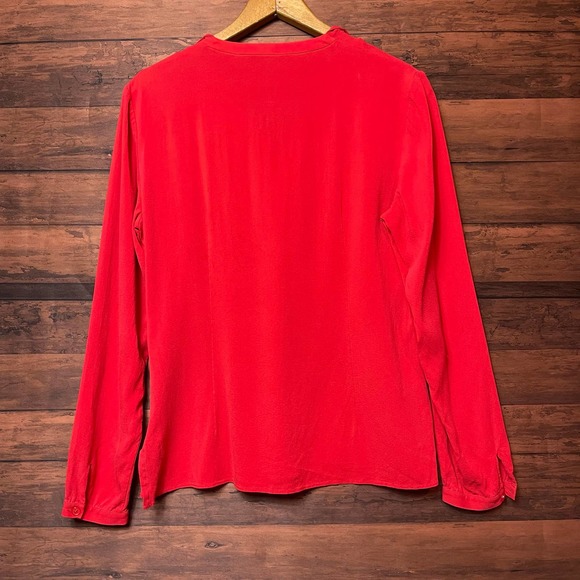 Lafayette 148 New York Women's Red Silk Blend Long Sleeve Blouse Size 6 - Picture 6 of 6